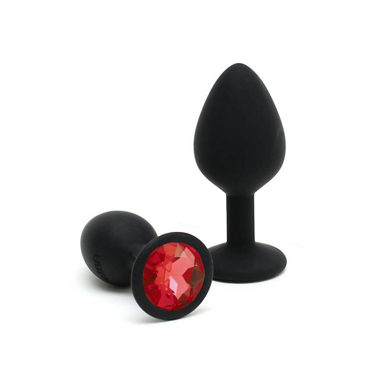 Adora Black Jewel Silicone Butt Plug - Red - Small